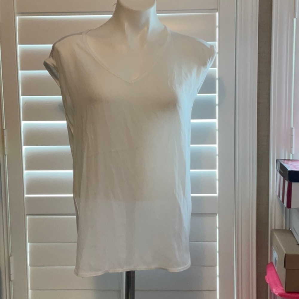 a'gaci White V-Neck Muscle Tee